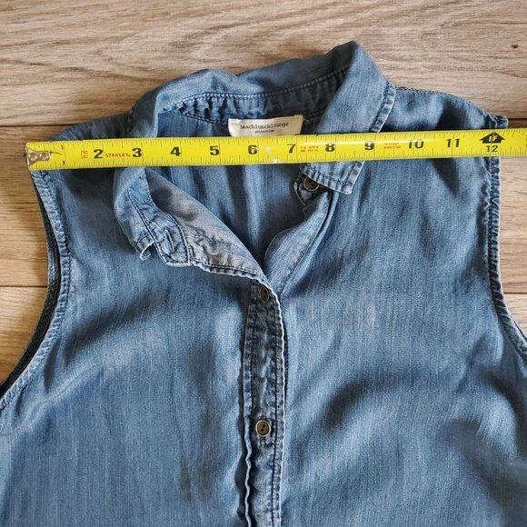 Beach Lunch Lounge Womens Top Size XS Ombre Denim Sleeveless Shirt Button Up - Picture 8 of 12